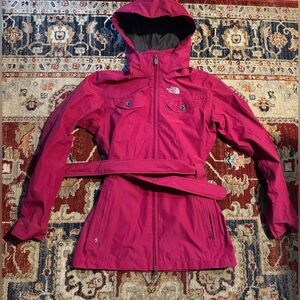 The Northface Rain Trench Coat Belted Pink Womens Size Small Petite